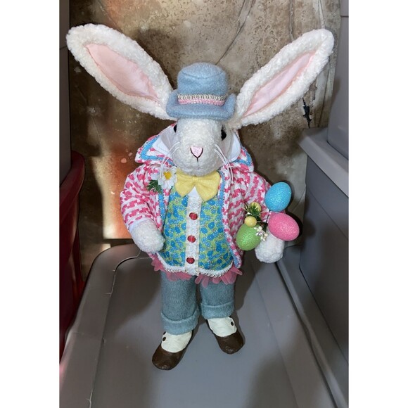 KAREN DIDION Cottontail Collection Mr. Easter Blue Bunny Rabbit Spring 26" Tall - Picture 1 of 14